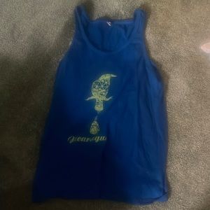 Large Blue and Lime Green Nicaragua Tank Top in Excellent Condition